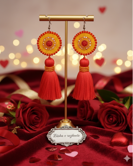 Háčkované  dizajnové náušnice "Láska v rozkvete"